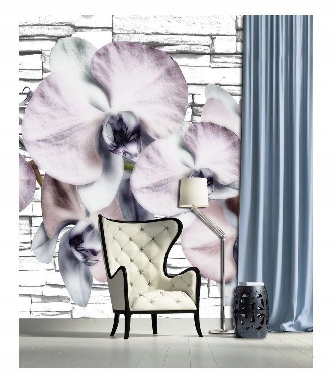 Fototapeta Orchideje na cihlové zdi pastelová elegance 206x275 lepidlo