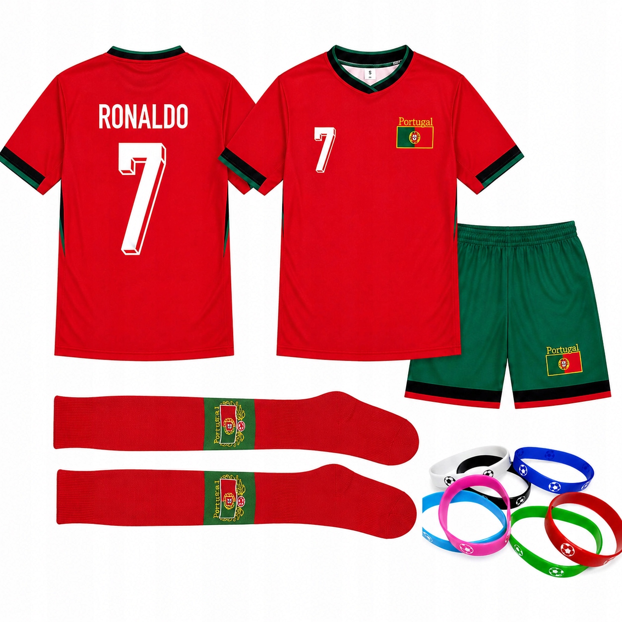 Ronaldo Portugalia Strój Komplet Piłkarski Na 158CM Gratis!