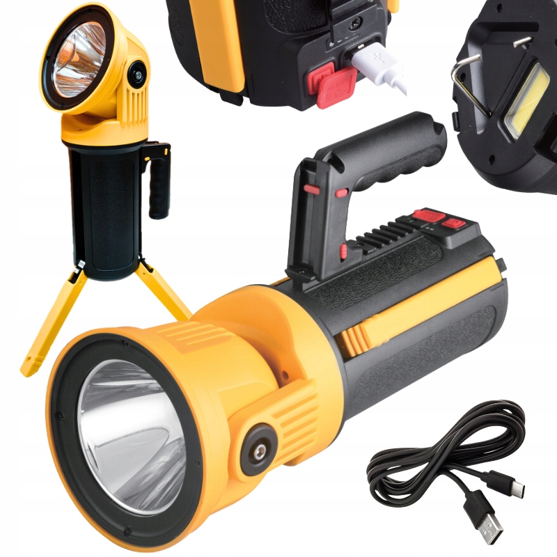 Výkonná Led Pracovní Svítilna Turistická Reflektor Reflektor 1700LM Powerbank