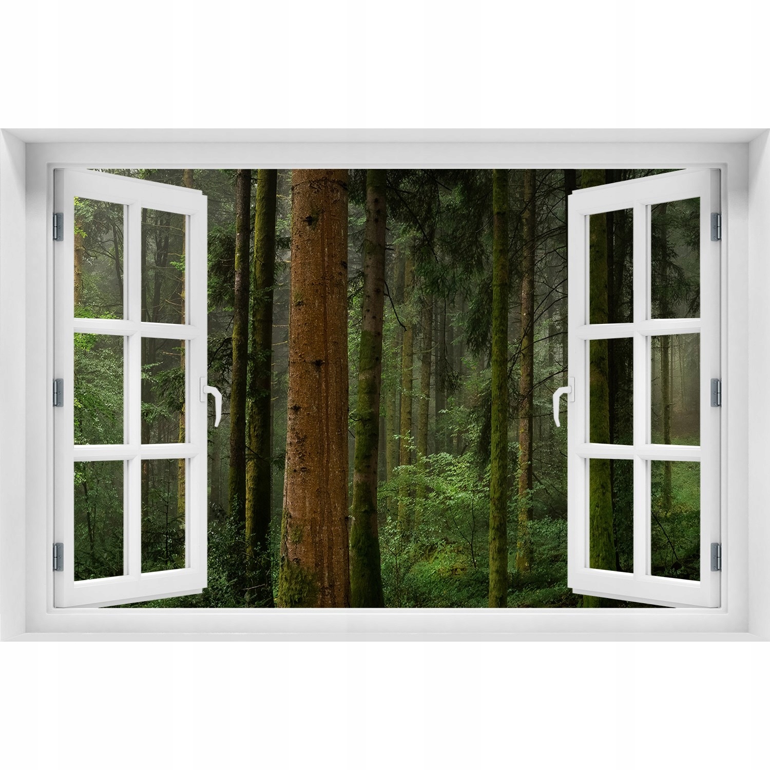 

Naklejka Fototapeta 3D Okno Mgła w lesie 120x80