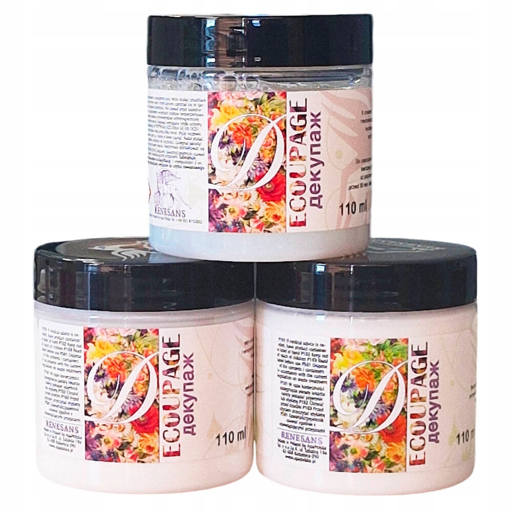 Decoupage Startovací sada 3 x 110ml lepidlo skleněný lak saténový verniks