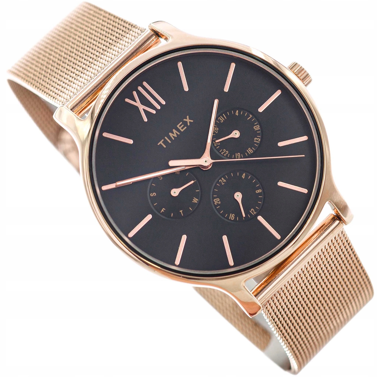 Dámské Hodinky Timex TW2W19900TRANSCEND Růžové Zlato Na Náramku Data