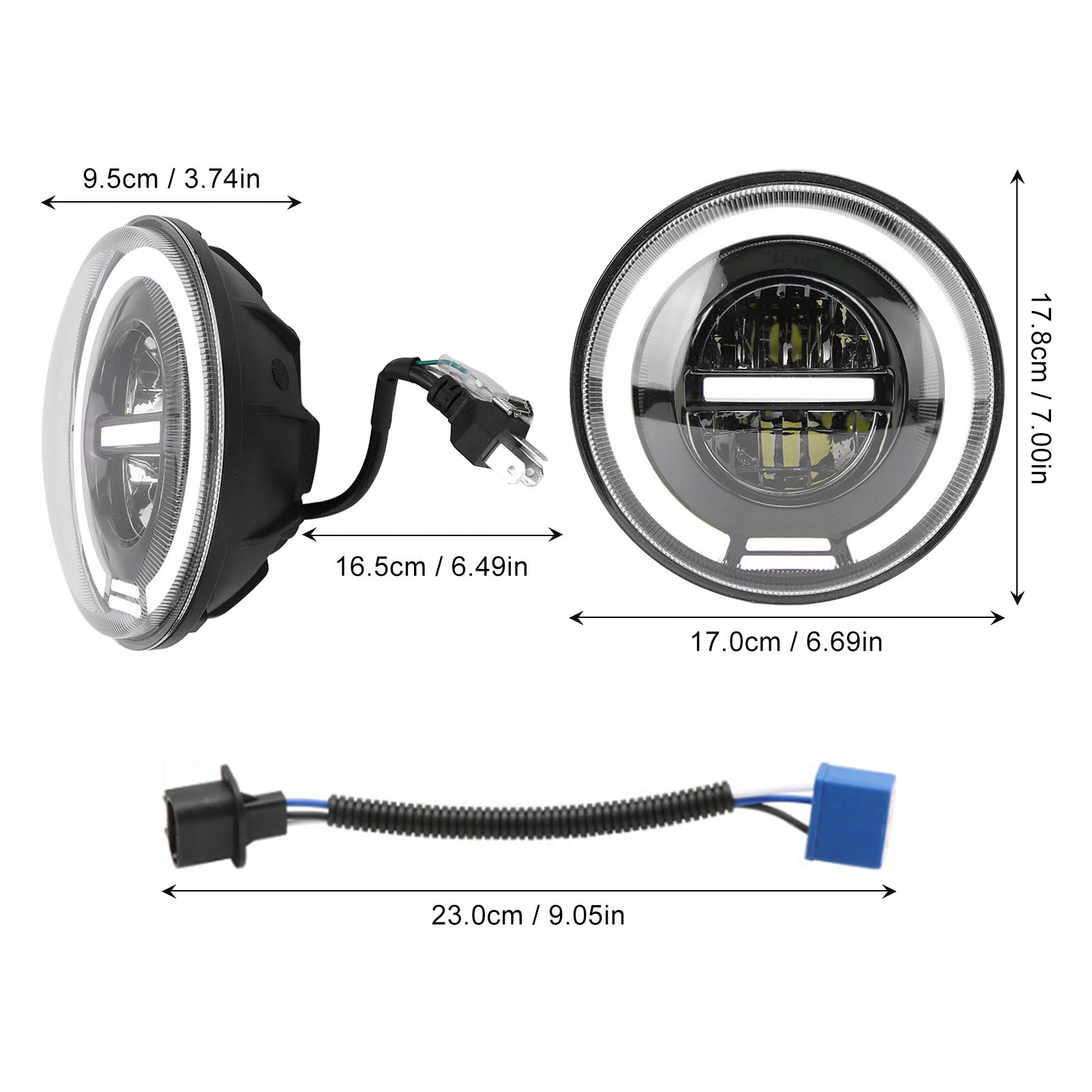 7 CALA LAMPA MOTOCYKLOWA PRZEDNIA CHOPPER Dopasowanie do pojazdu produkt uniwersalny
