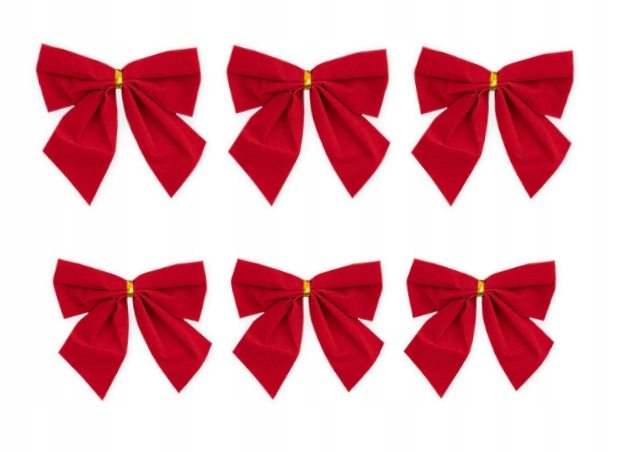 

Świąteczne Czerwone Kokardy do prezentów 6szt