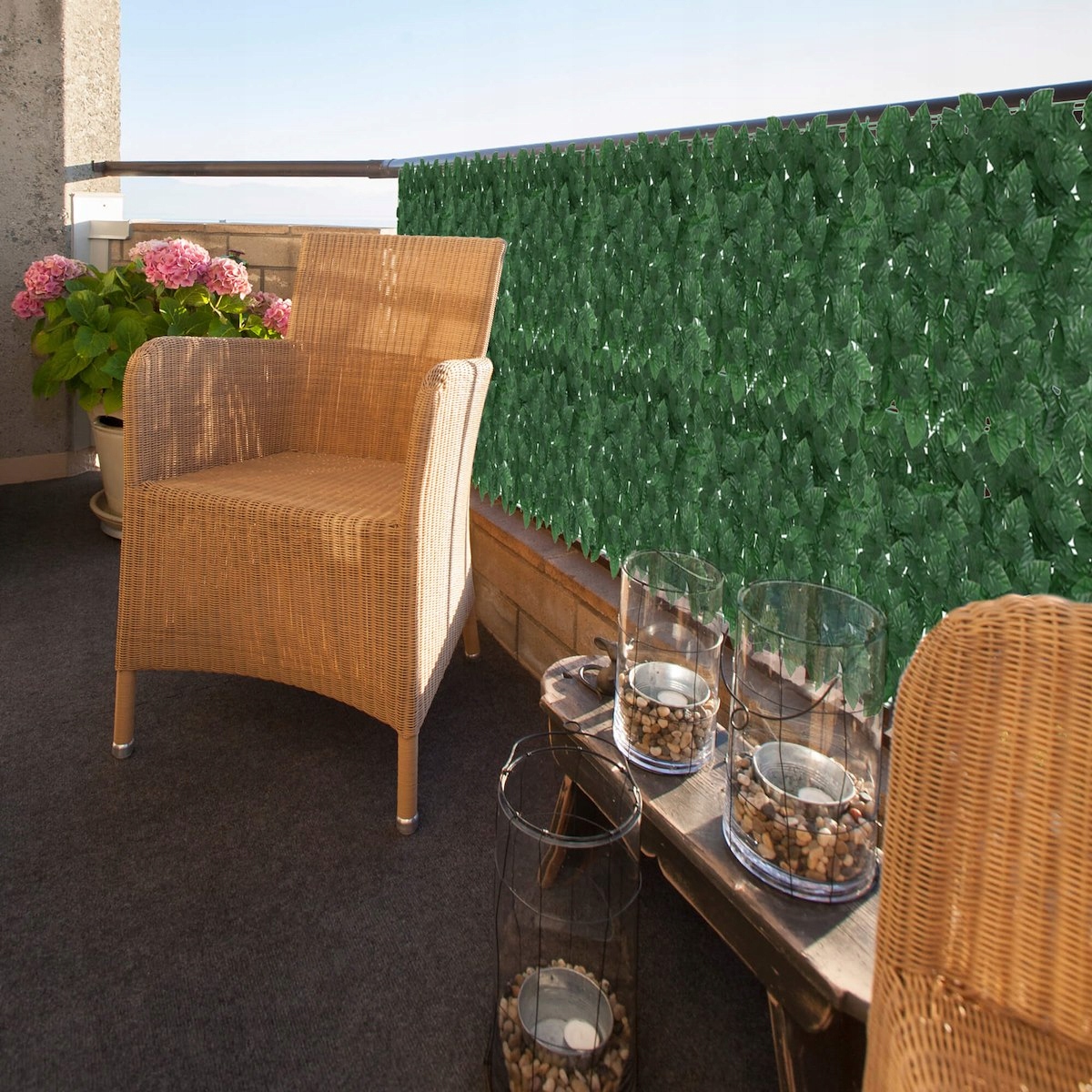 OSŁONA BALKONOWA MATA ZIELONE LIŚCIE NA BALKON TARAS 1x3m SZTUCZNY BLUSZCZ Marka Springos