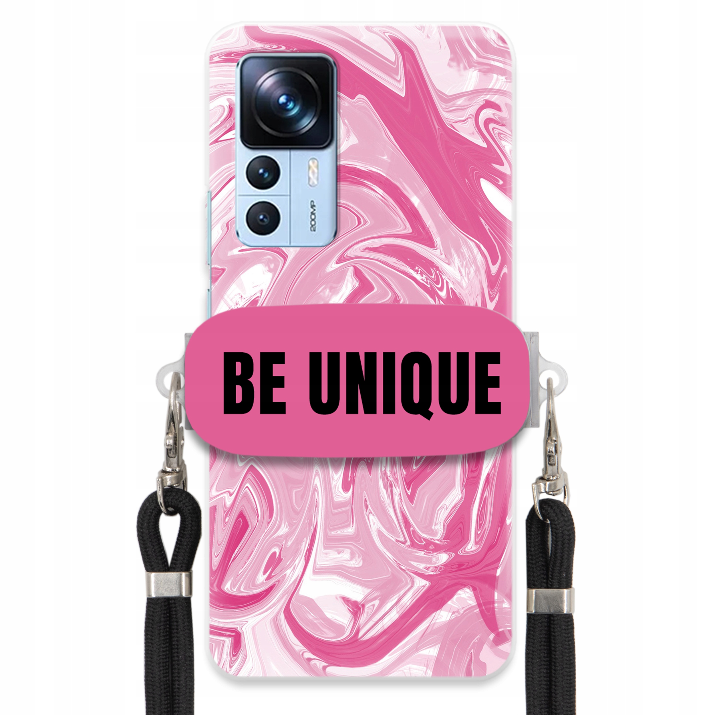 Puzdro pre Xiaomi 12T Case držiak šnúrka Čierna Ružová Mramor Be Unique