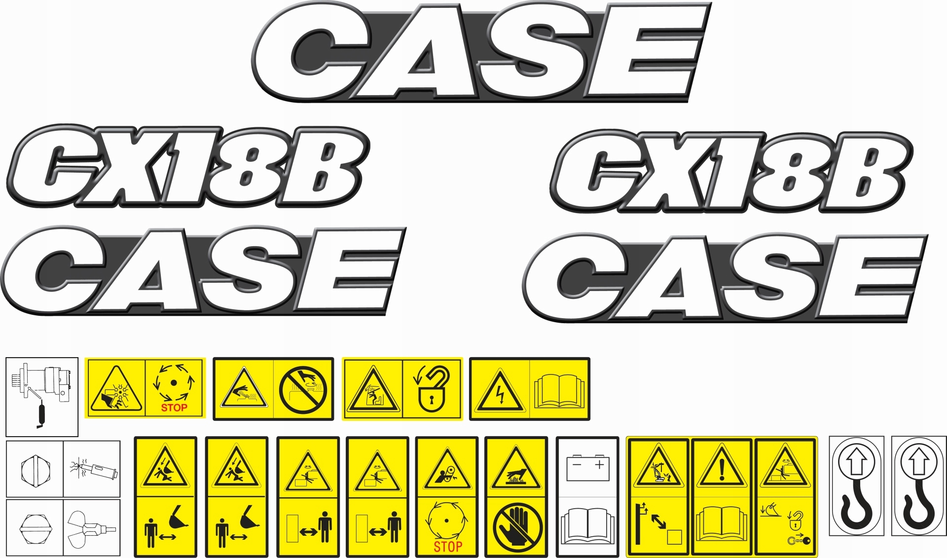 nálepka, logo na kapotě bagr Case CX18B