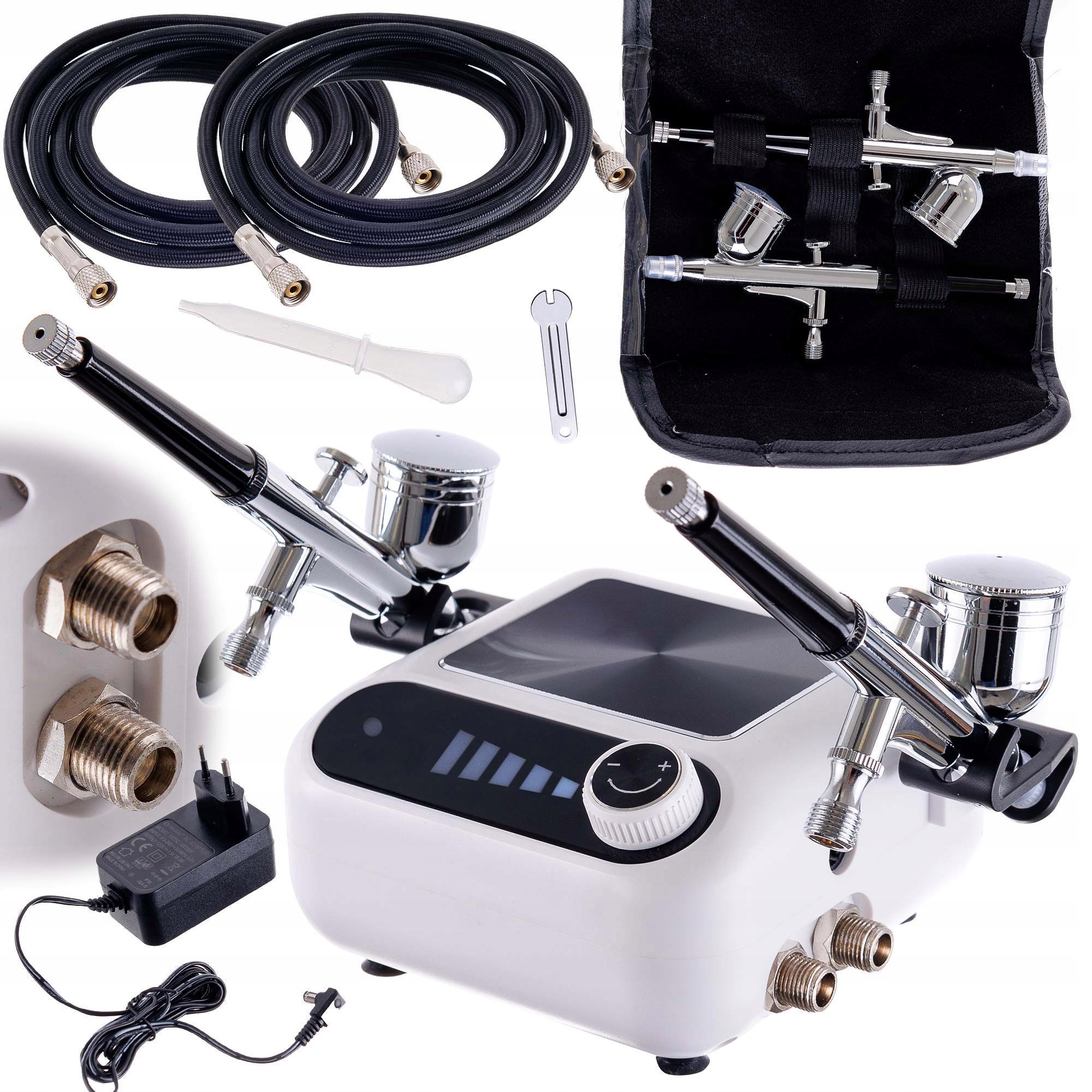 Dvouvýstupový Kompresor Pro Airbrush S 2 Airbrushi 0,3 MM A Hadicemi 1,7 M