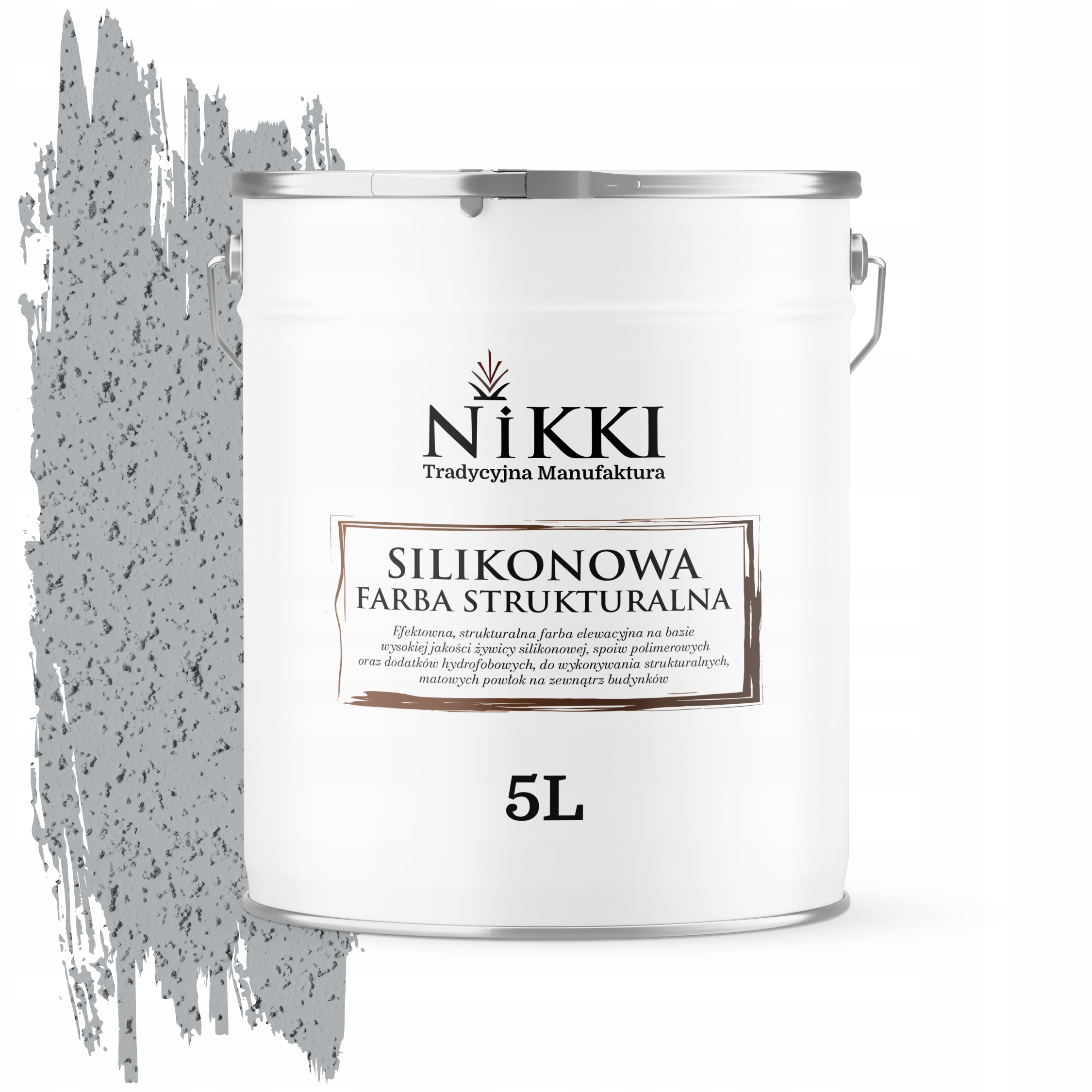 Farba Elewacyjna Strukturalna Silikonowa 5L Szary Jasny z Niebieskim F253