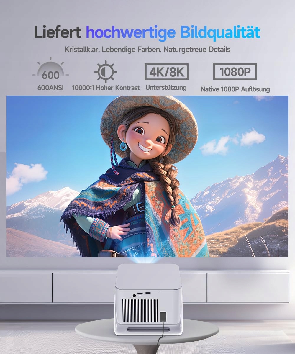 ALWTNIET Projektor 4K 8K Full HD 1080P Android WiFi Bluetooth Heimkino — miniatura 3