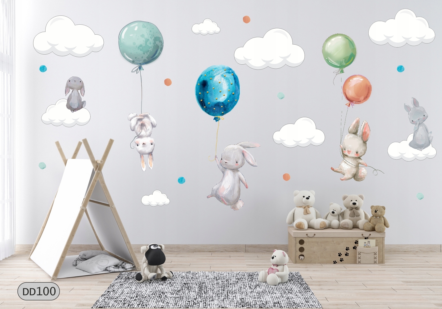 KRÓLIKI GROSZKI BALONY NAKLEJKI NA ŚCIANĘ 180x100 Bohater brak