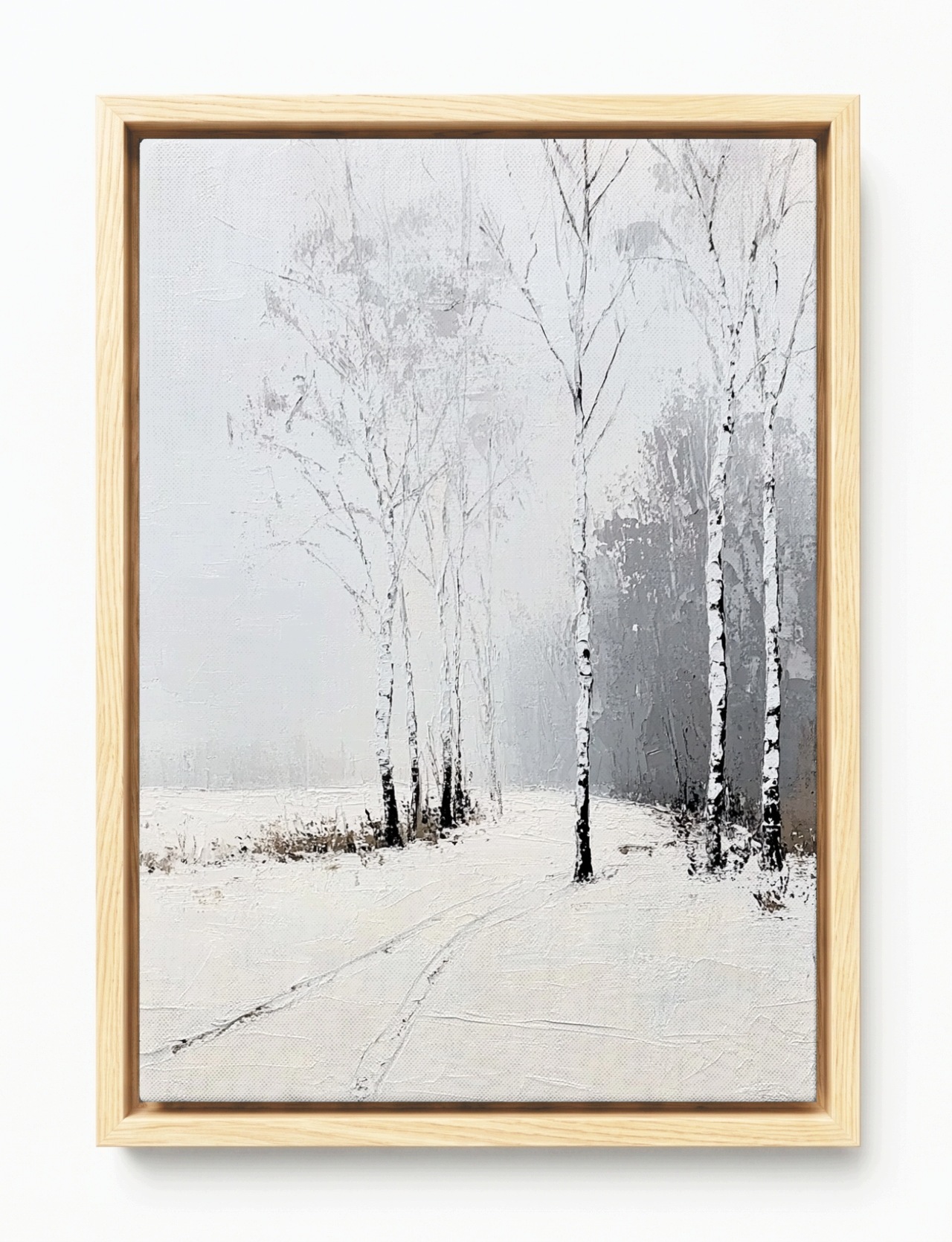Obraz Rám Americký Box Krajina Zima Sníh Stromy Břízy Ráno 80x120