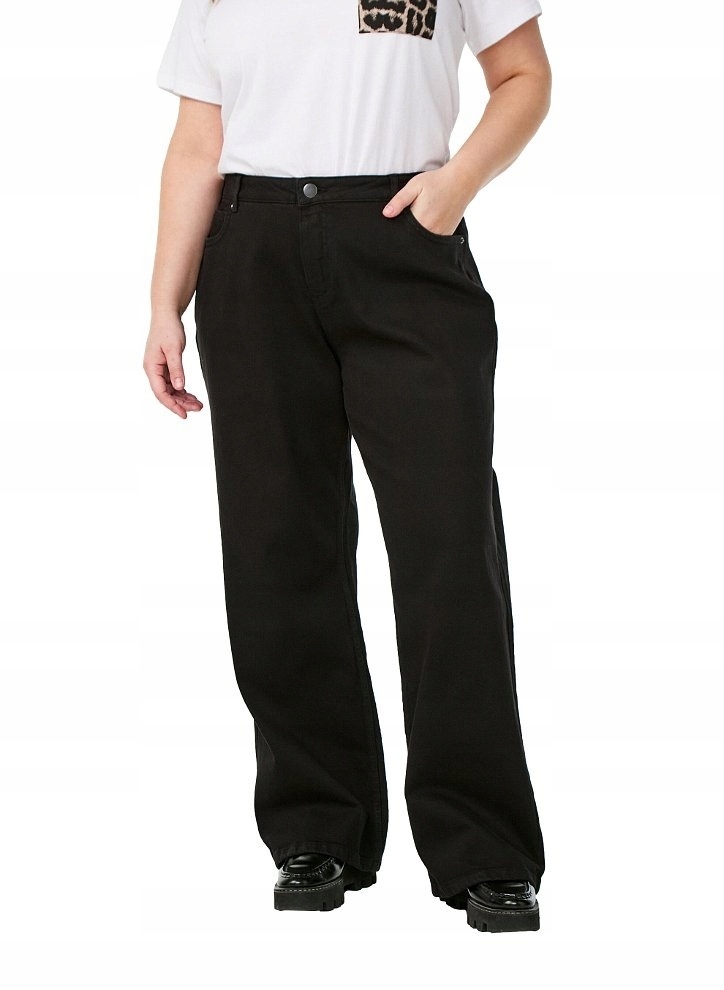 Plus Size Zizzi Kalhoty Džíny Černé Rovné Nohavice Vysoký Pas 071C 46