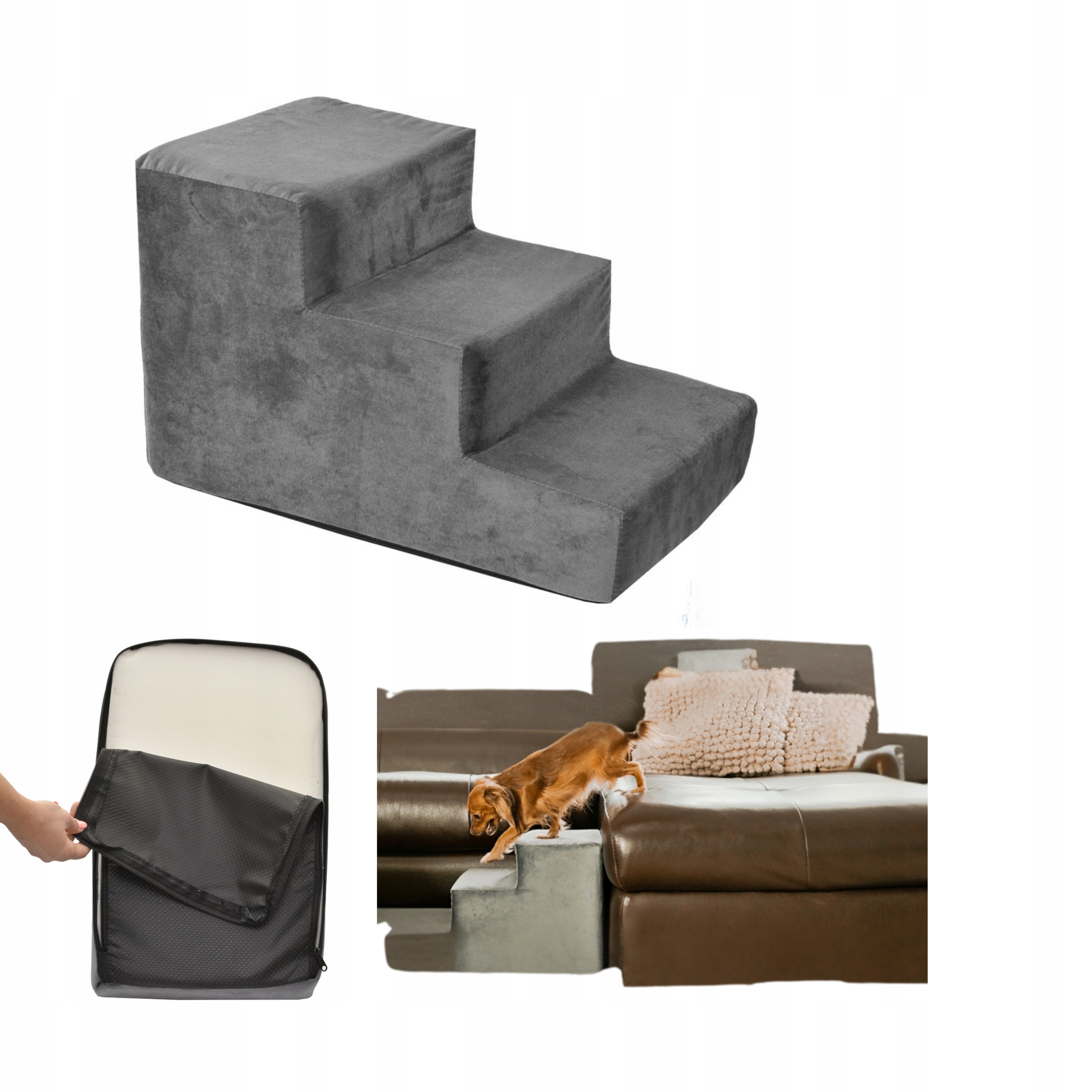 Schodky Rampa pro psa kočku 3 stupně Protiskluzové schody 30 cm Plošina