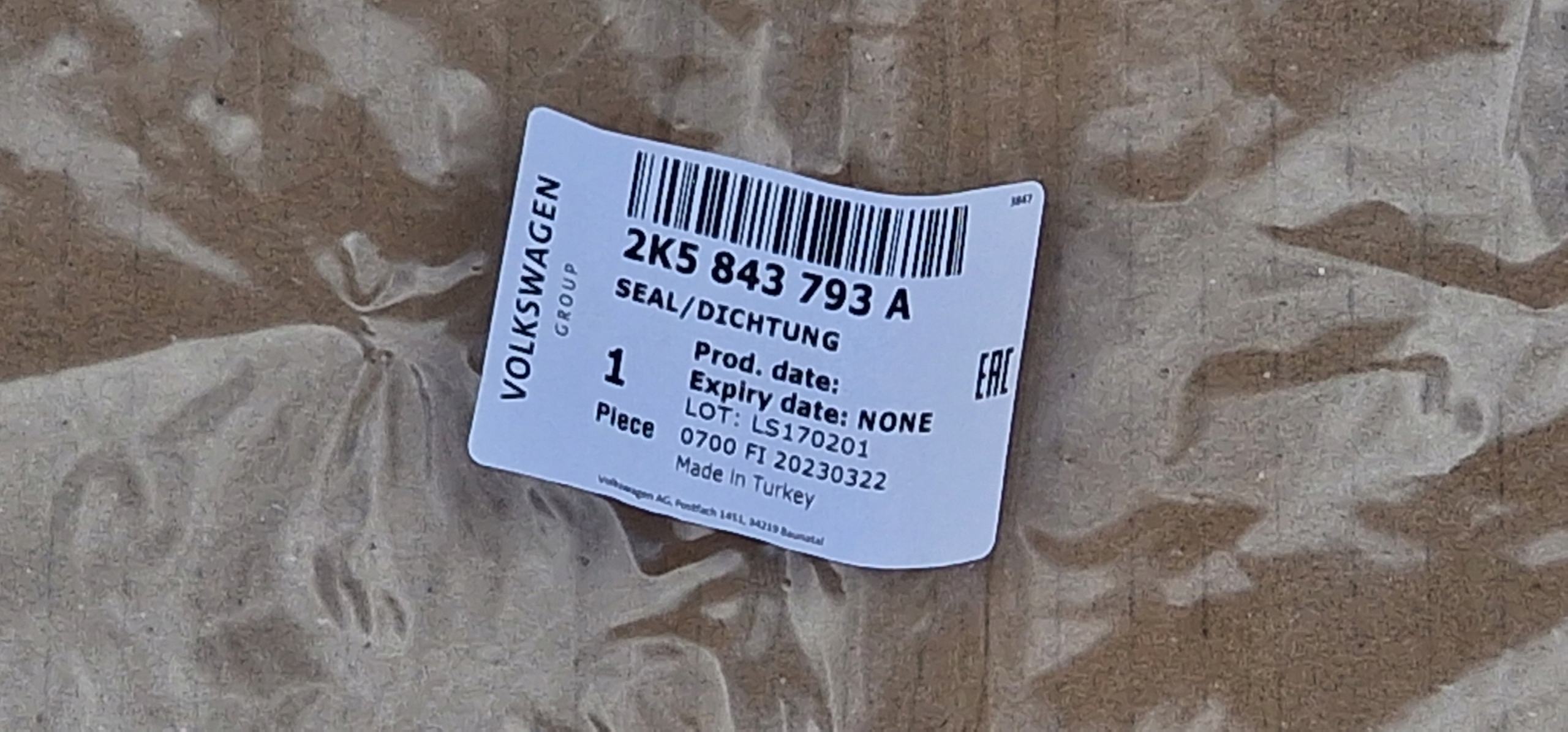 VW CADDY 2K USZCZELKA DRZWI PRZESUWNYCH 2K5843793A Producent części Volkswagen OE