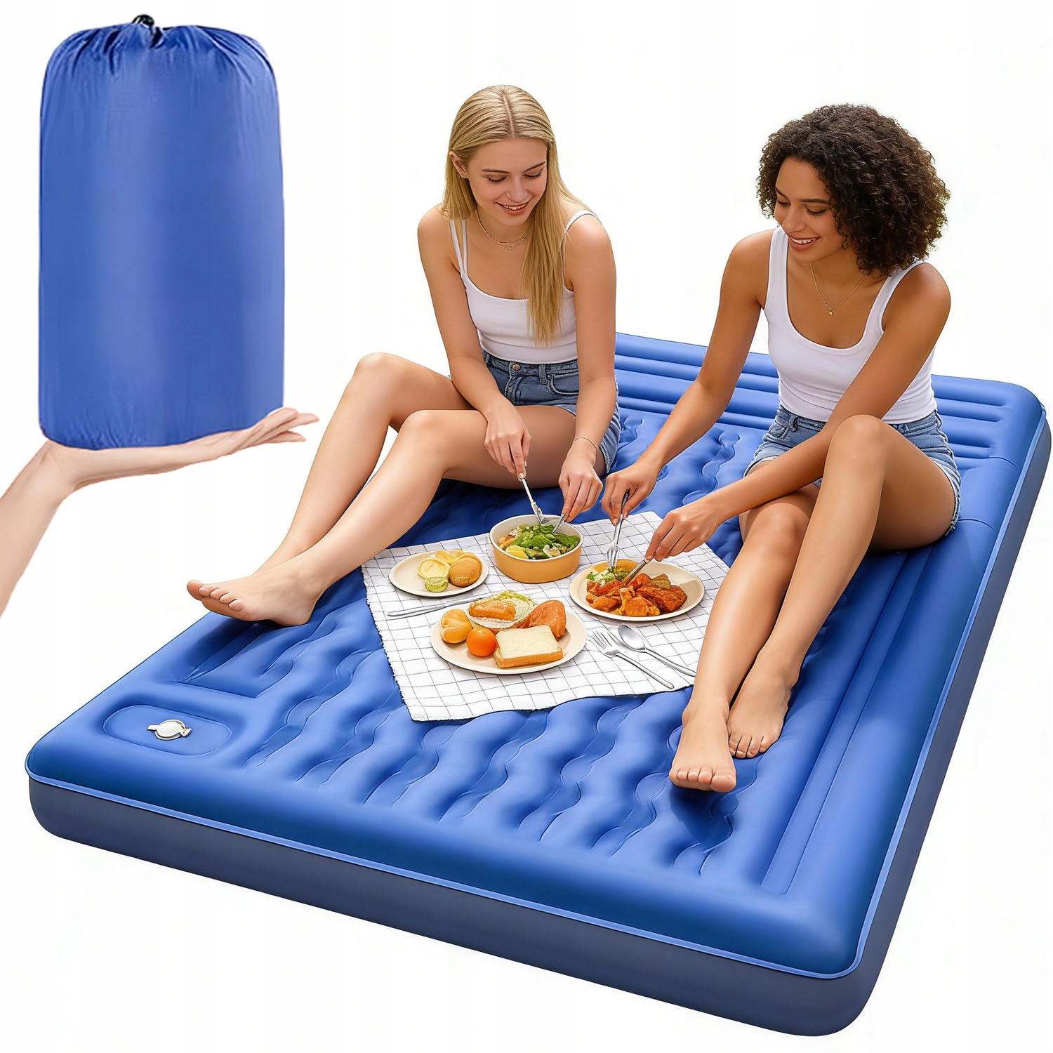 Vysoká Matrace Nafukovací dvoulůžková 200x140x13 cm s pumpičkou na kempování