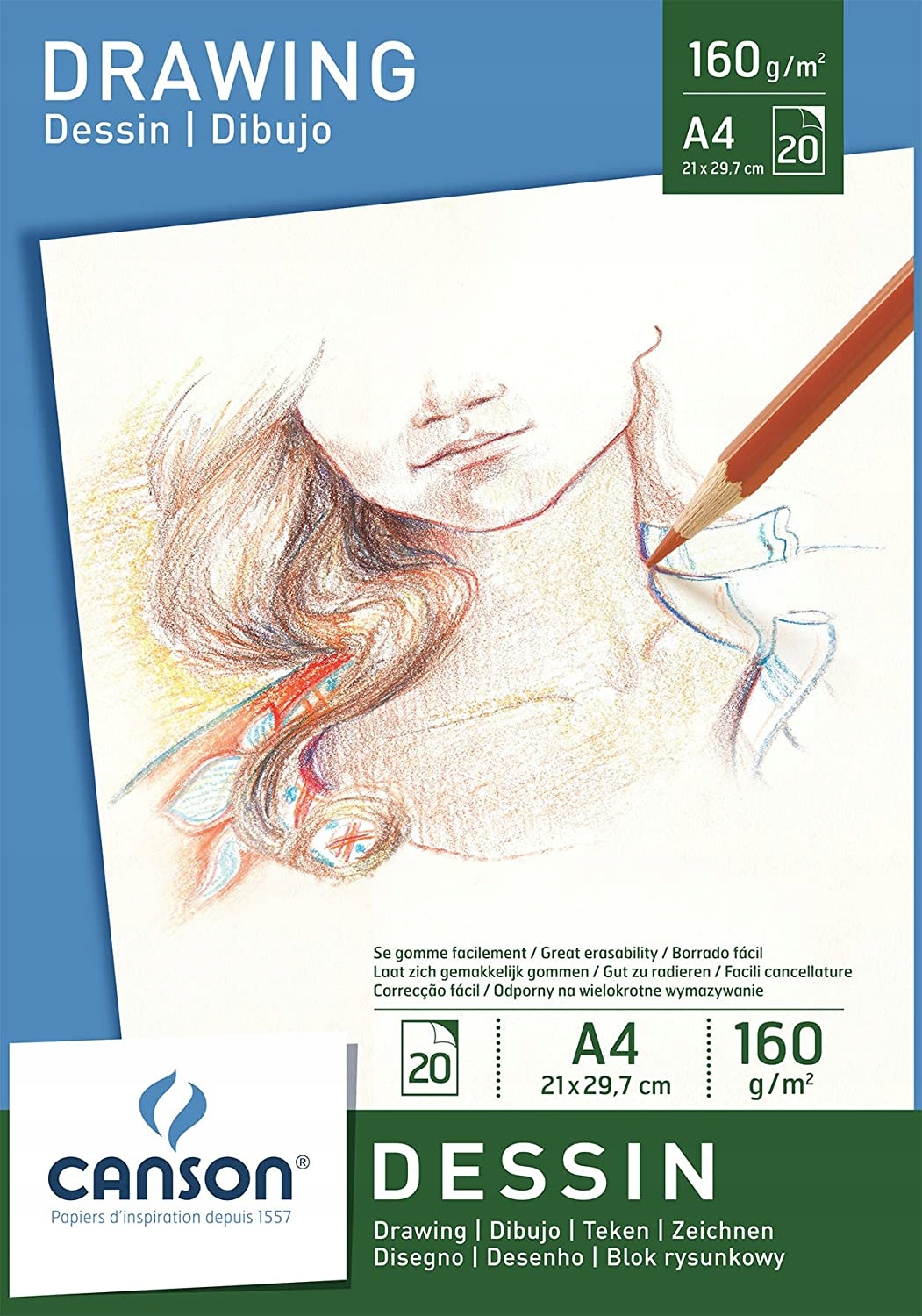 Canson - Papier rysunkowy A4, 160 g/m² 20 arkuszy