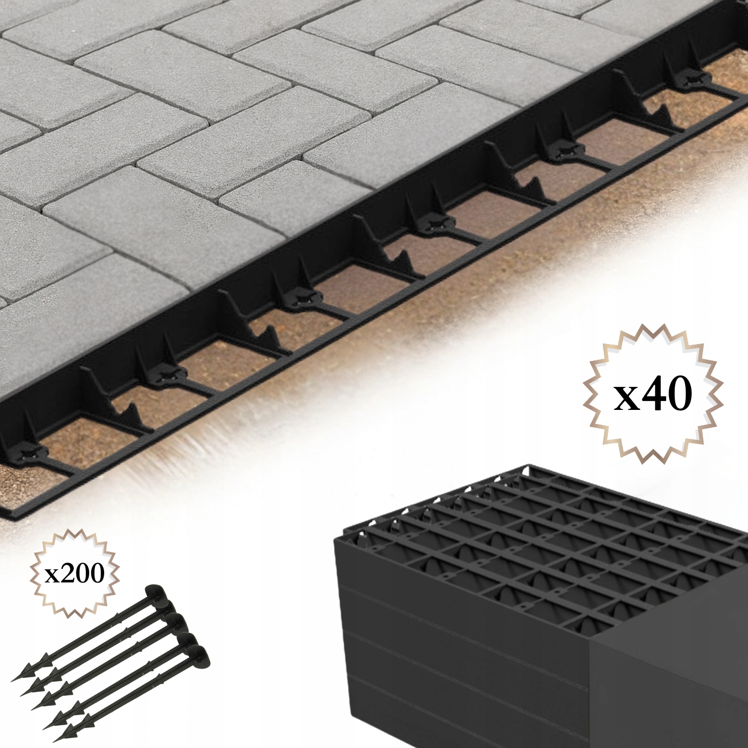 Trávníkový Lem Zahradní obrubník 78 mm 40 m 200 kolíků Palisáda eko