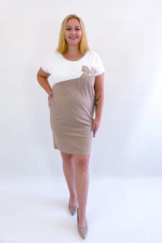 Elegantní Šaty s kapsami Béžovo-krémová Uni