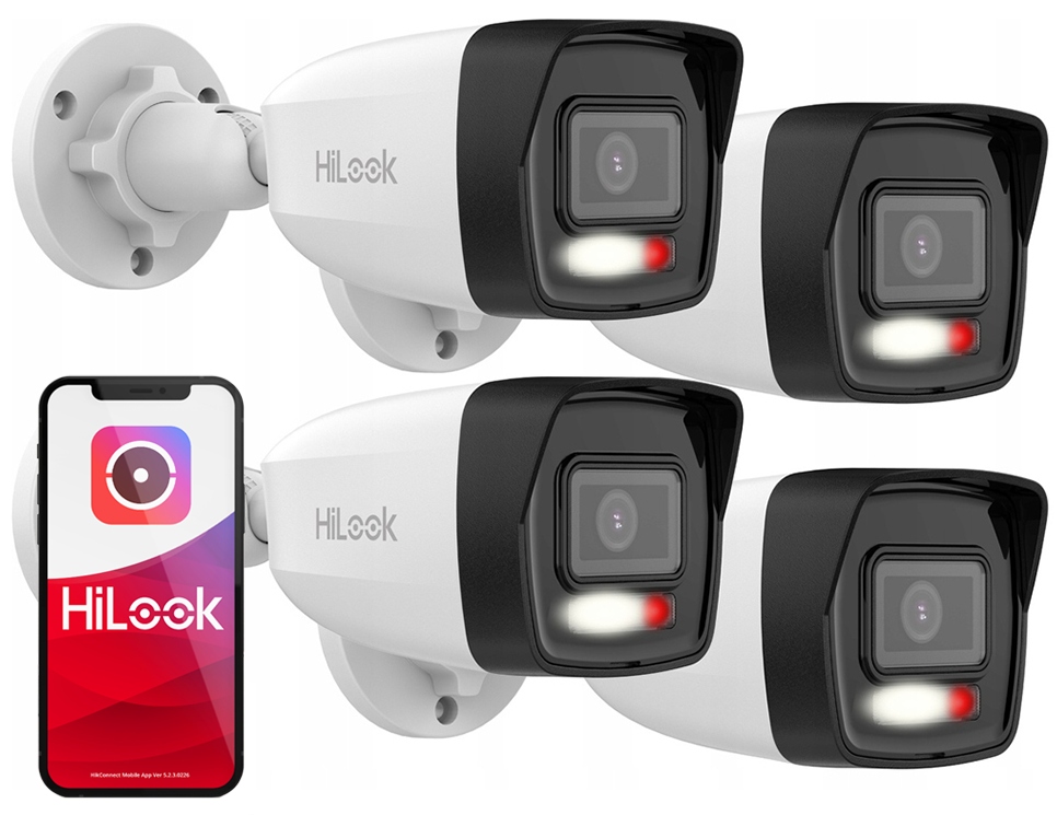 Sada Ip kamier 4x IPC-B140HA-LU Smart Hybrid Light PoE HiLook od Hikvision