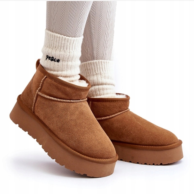 Módní Dámské Semišové Nízké Sněhule Camel 37