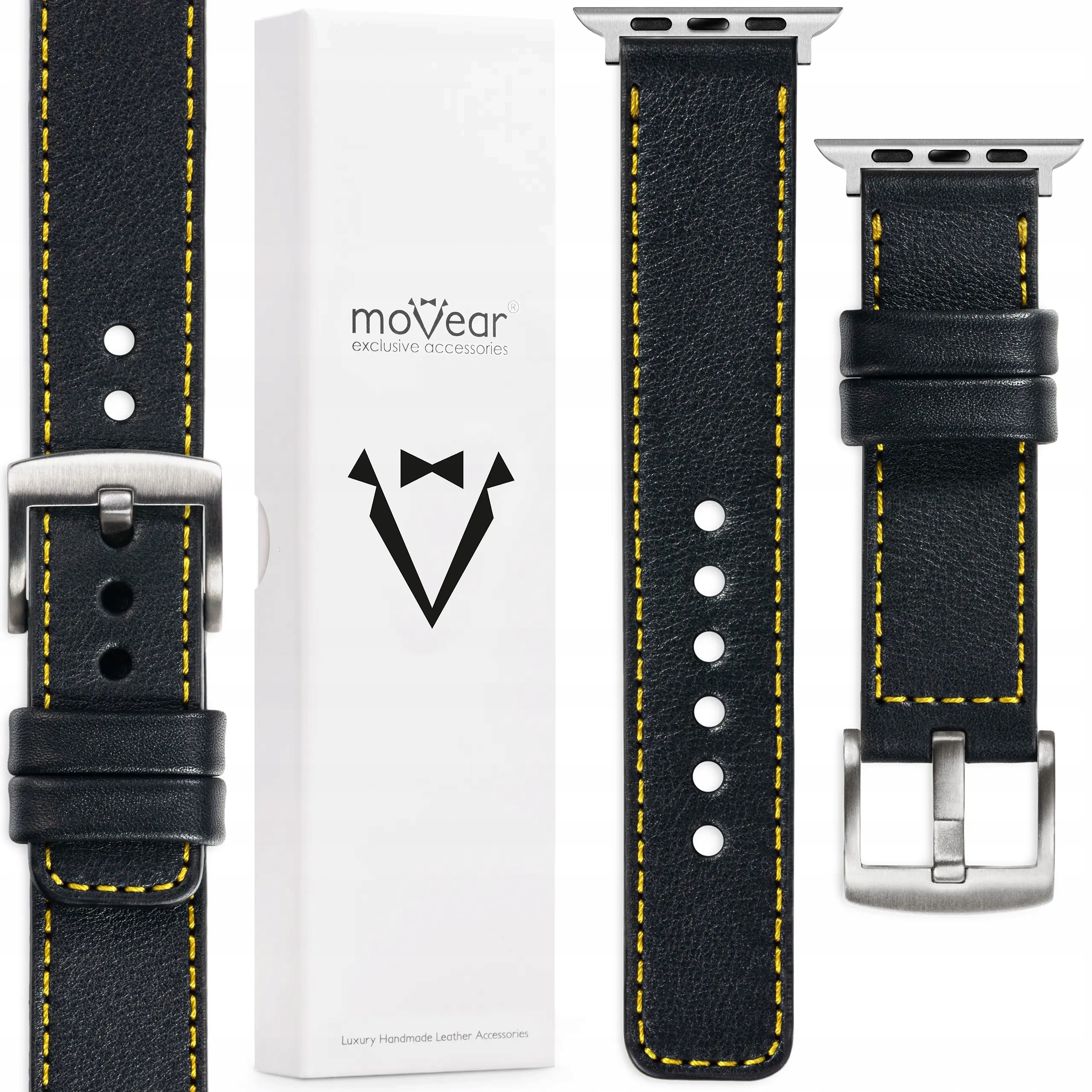 Prémiový řemínek Apple Watch Ultra 10 9 8 7 6 5 Se Černý Ručně vyrobený