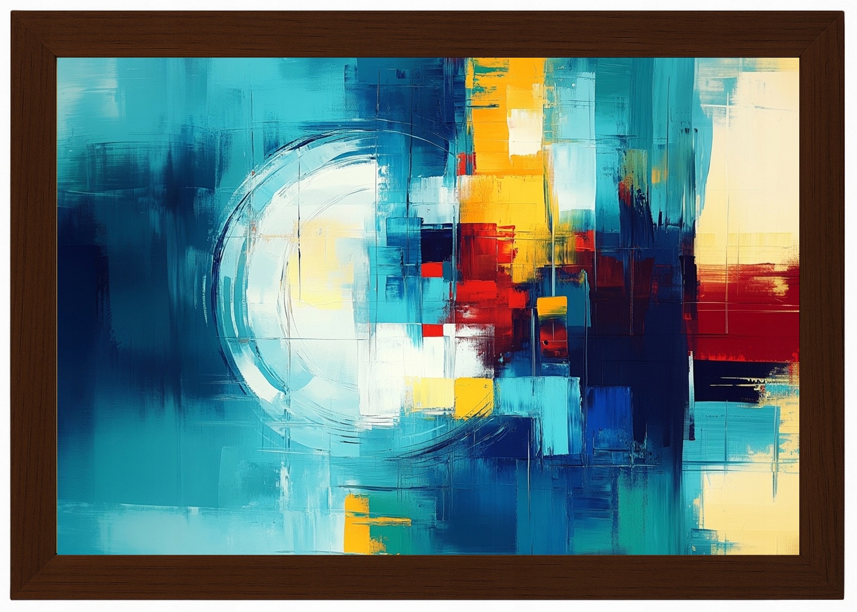 Plakát Rámeček Dřevo Abstrakce Geometrie Kompozice Kruh Barva 60x40