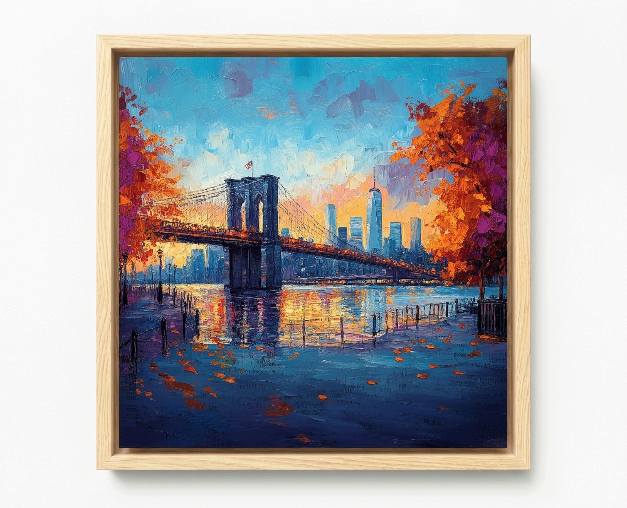 Obraz Rama American Box Manhattan Brooklyn Bridge Jeseň Most Nyc 60x60