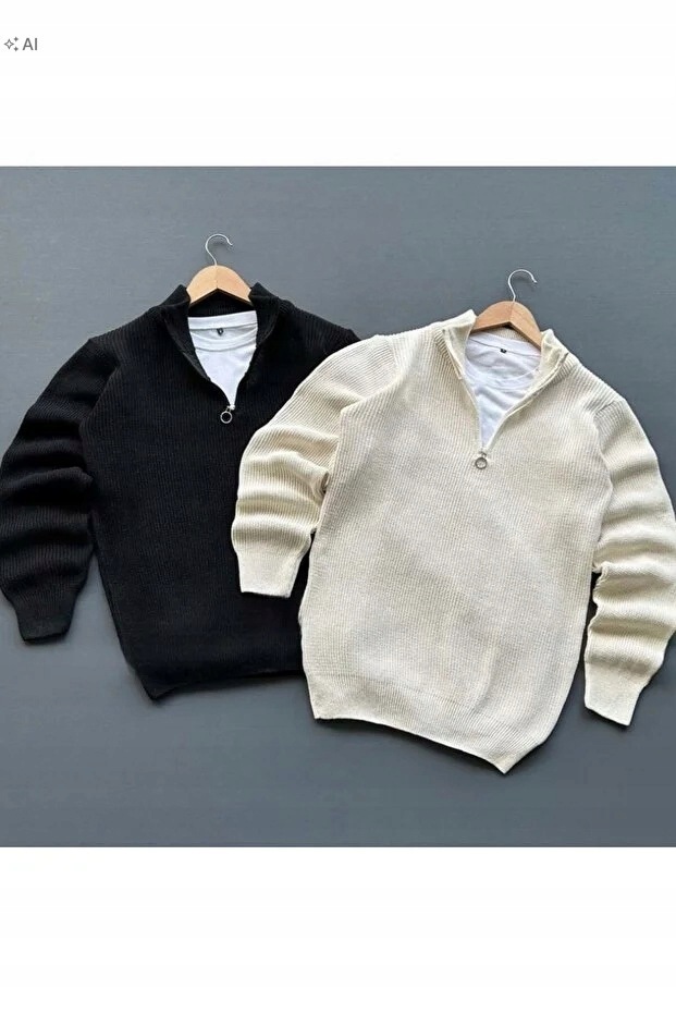 Měkký Pletený Pánský Svetr S Elegantním Zipem, Velikost 5IA
