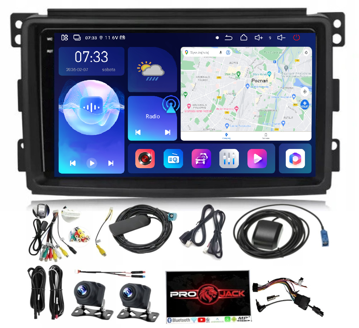 Smart W451 2006-2009 Autorádio s navigací, WiFi, CarPlay, Usb, 6GB Ram, 128GB Rom, Sim