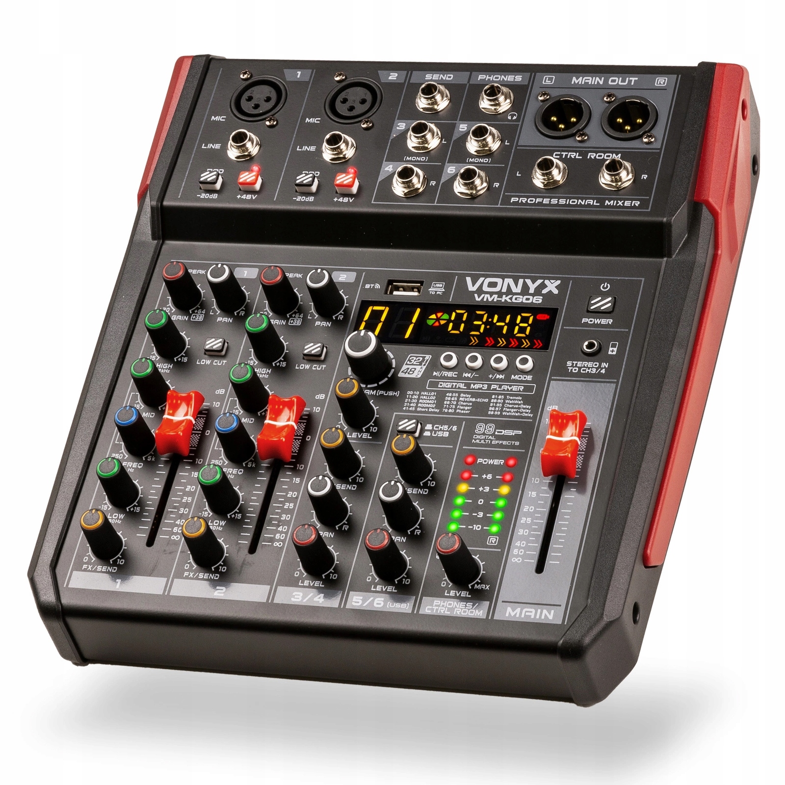 Vonyx VM-KG06 Kompaktní 6-kanálový Bt Dsp Usb mixážní pult