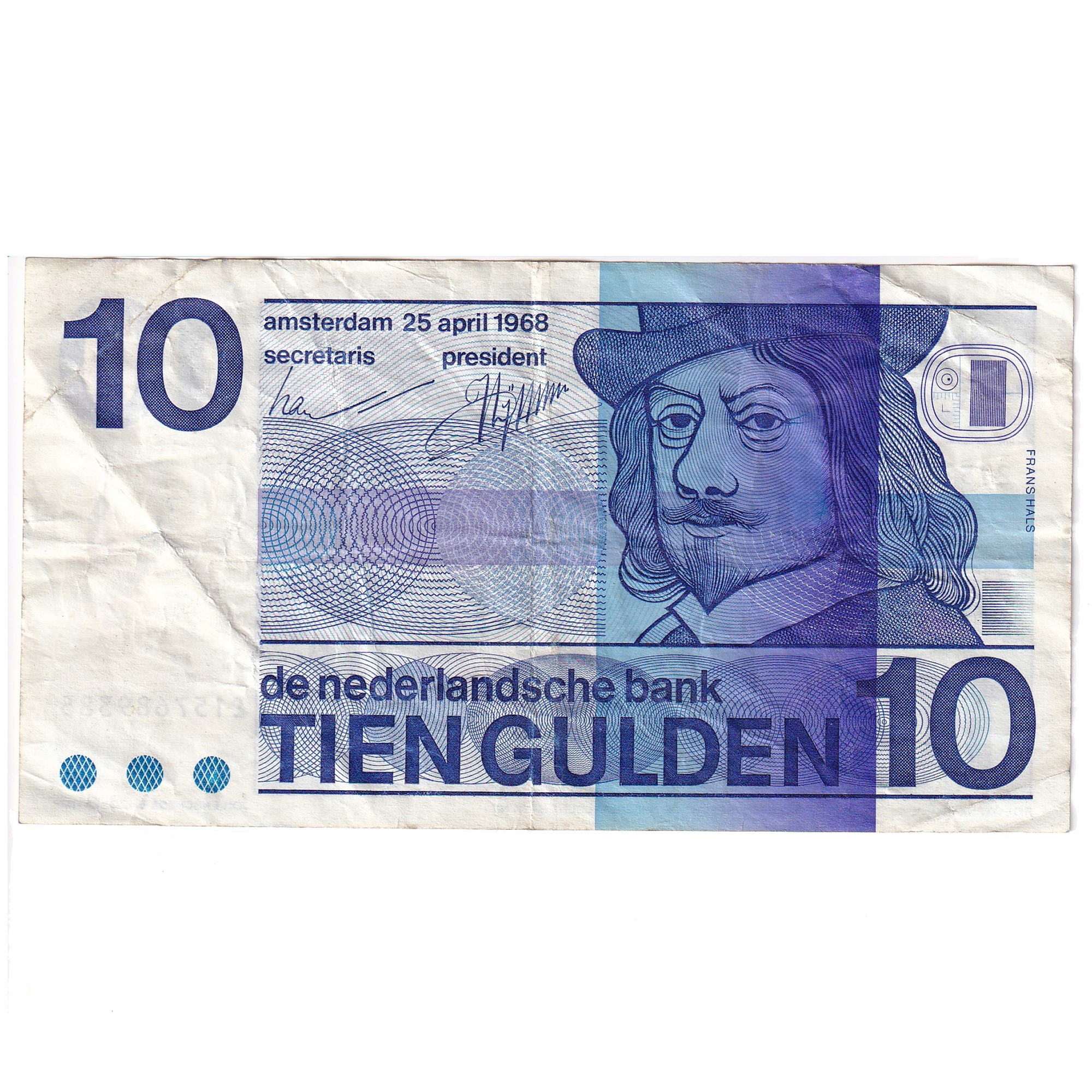 Banknot, Holandia, 10 Gulden, 1968, 1968-04-25, KM