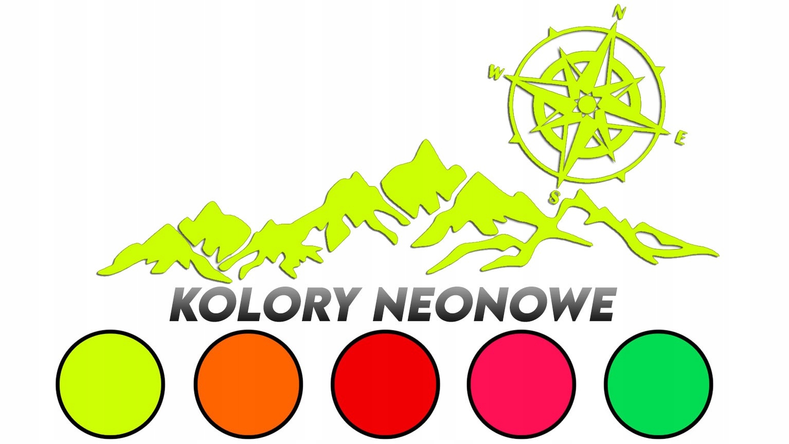 Wycinana naklejka Góry I Róża Wiatrów Kompas do Audi neonowe