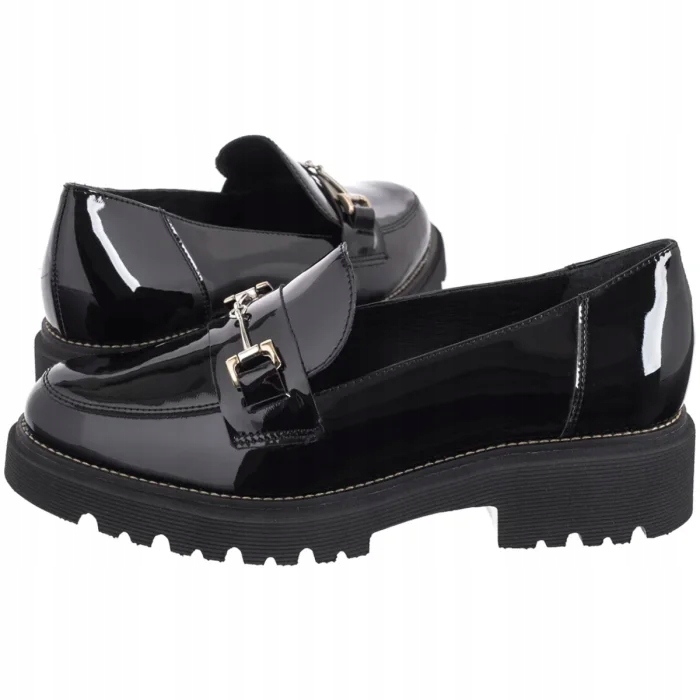 Dámské boty Elegantní Mokasíny Ryłko Černé Lakované N2R60_BM