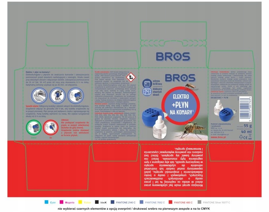 Elektrofumigator + Płyn Na Komary Bros 40 ml OCHRONA DO 60 NOCY Kod producenta 7322