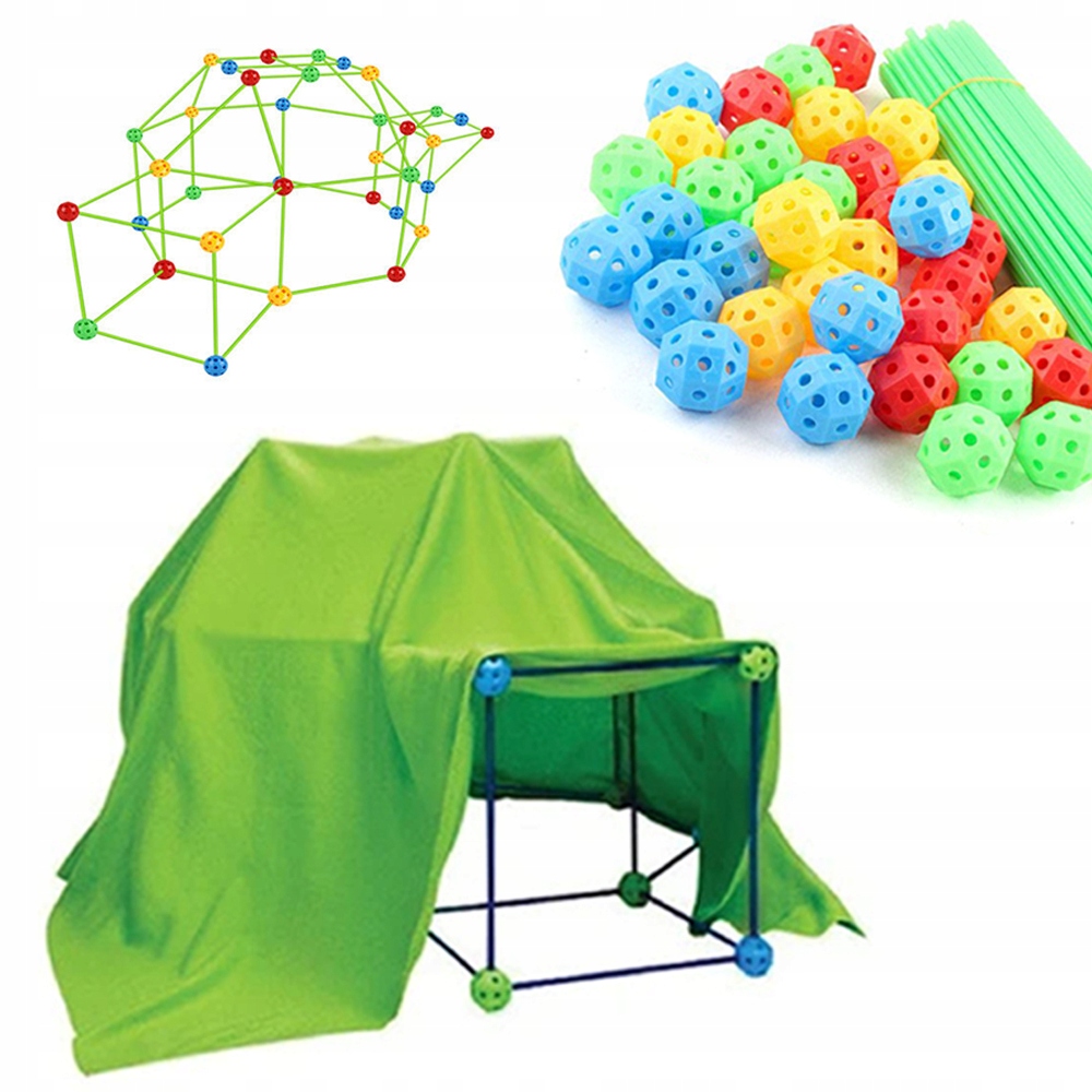 ZESTAW DO BUDOWANIA FORTÓW BAZA NAMIOT RURKI KULKI EAN (GTIN) 191491481161