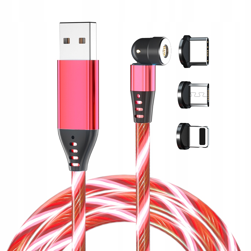 

1M Świecący Kabel Magnet. 5-pin Fast 3w1 4
