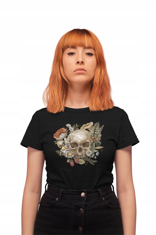 

Koszulka Czaszka Kwiaty Damska Modna Czarna 1 XL
