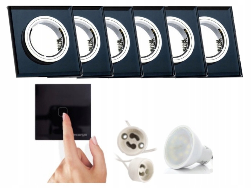 6X Skleněná Stropní Halogenová Objímka S Vypínačem Led Žárovky 5W, Velmi Teplá