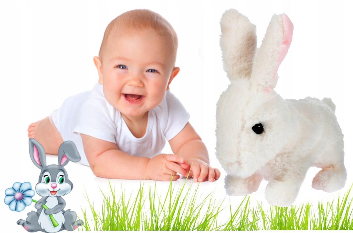 INTERAKTYWNY KRÓLIK KRÓLICZEK PLUSZOWY MASKOTKA skacze rusza uszami PREZENT Marka Stator