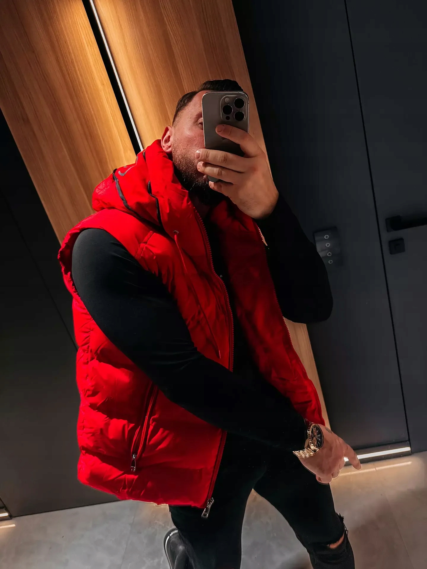 Bunda Bez Rukávů bez rukávů Olavoga Men Taer červená (Velikost: XL)