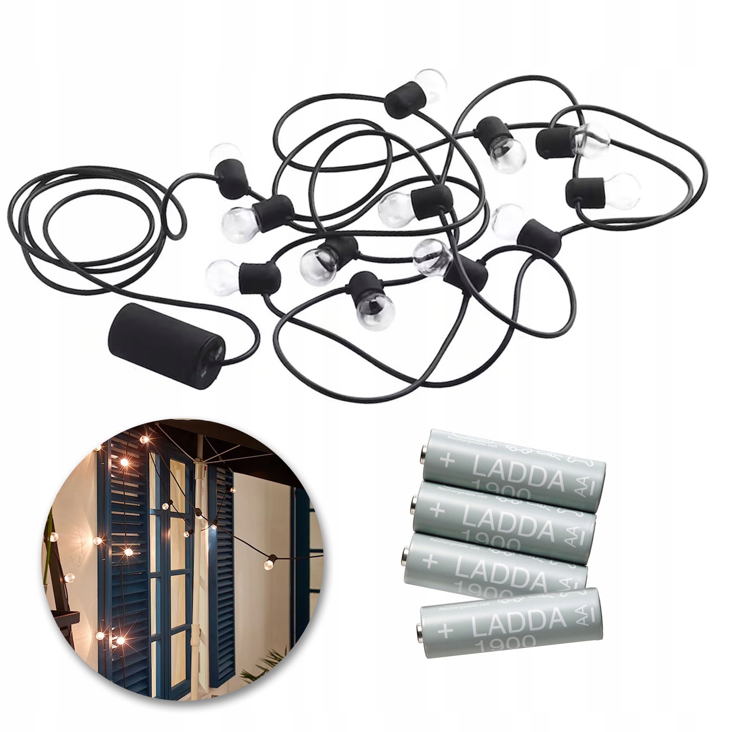 

Girlanda ogrodowa Led 12 lampek+Baterie 4 szt Aaa