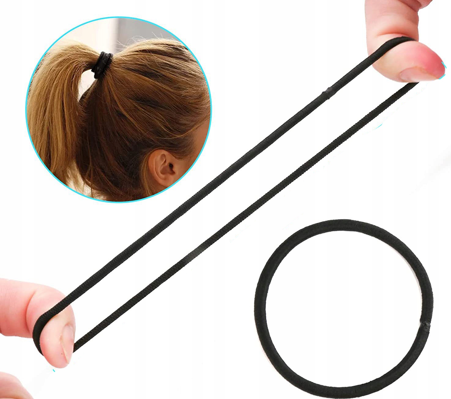 ZESTAW 6 szt GUMKI DO WŁOSÓW gumka CZARNE WARKOCZ MOCNE BEZ ŁĄCZEŃ SOLIDNE Kod producenta 5905965211476