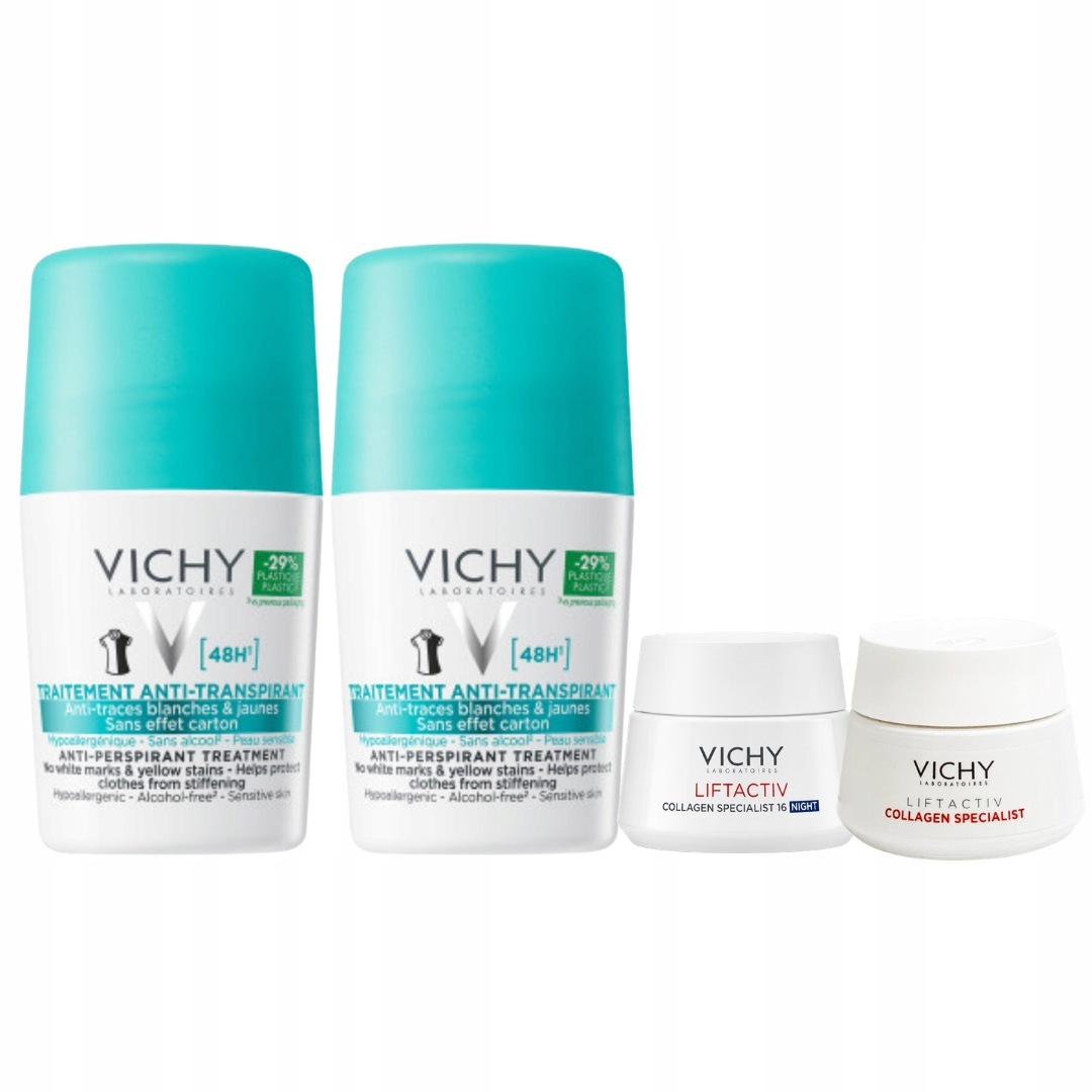 Vichy Antyperspirant 48H przeciw śladom Kulka roll-on 50ml 2-PAK