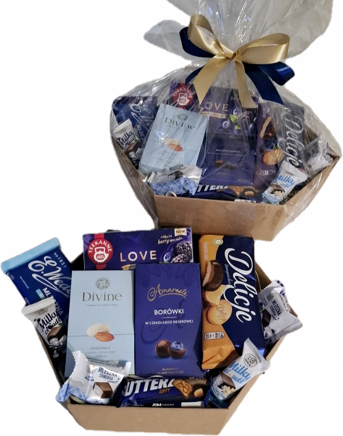 Kosz Prezentowy Słodycze Box Urodziny40 50 60 Dzień Kobiet Mężczyzn