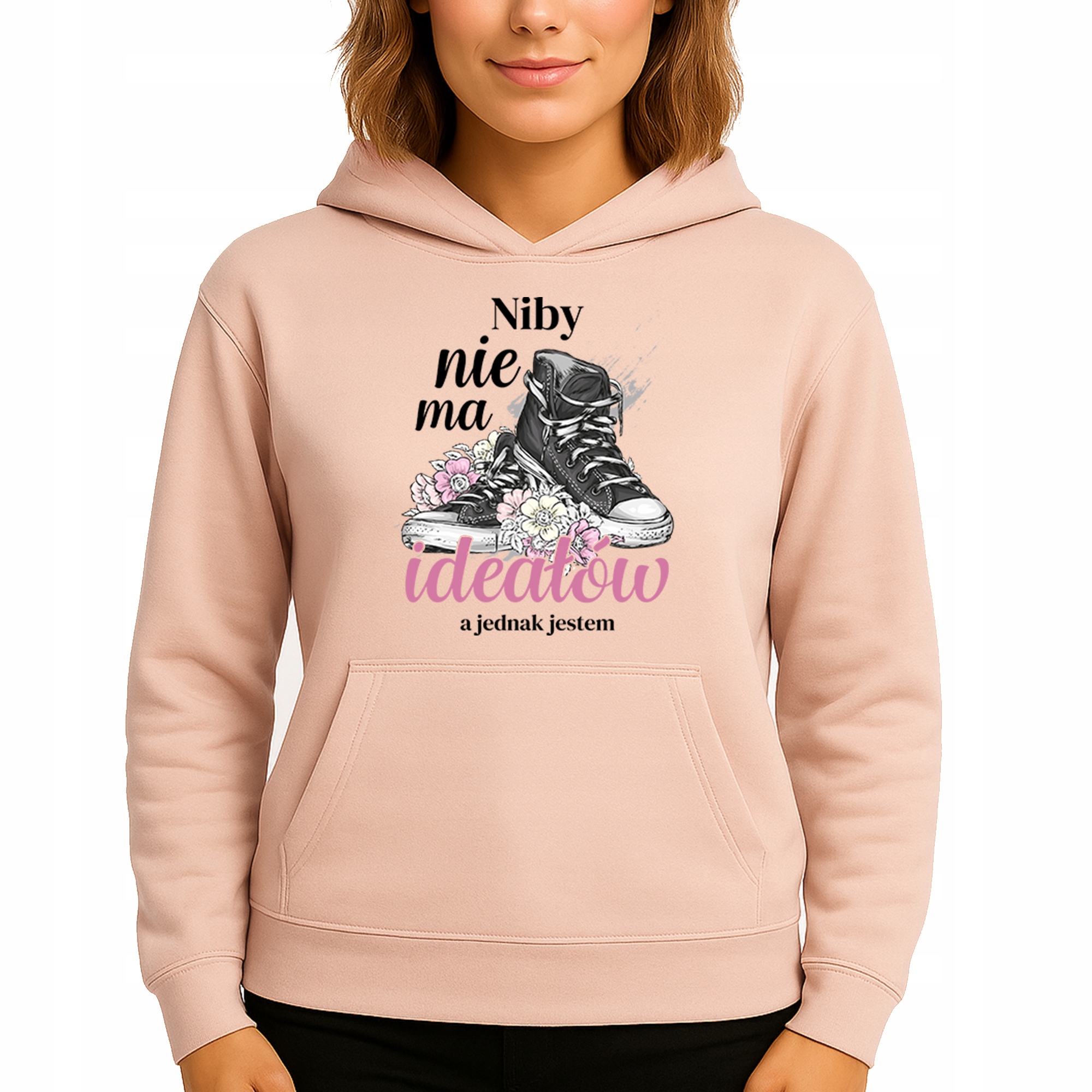 Mikina S Kapucí Broskvová bavlněná mikina Nemá žádné ideály S
