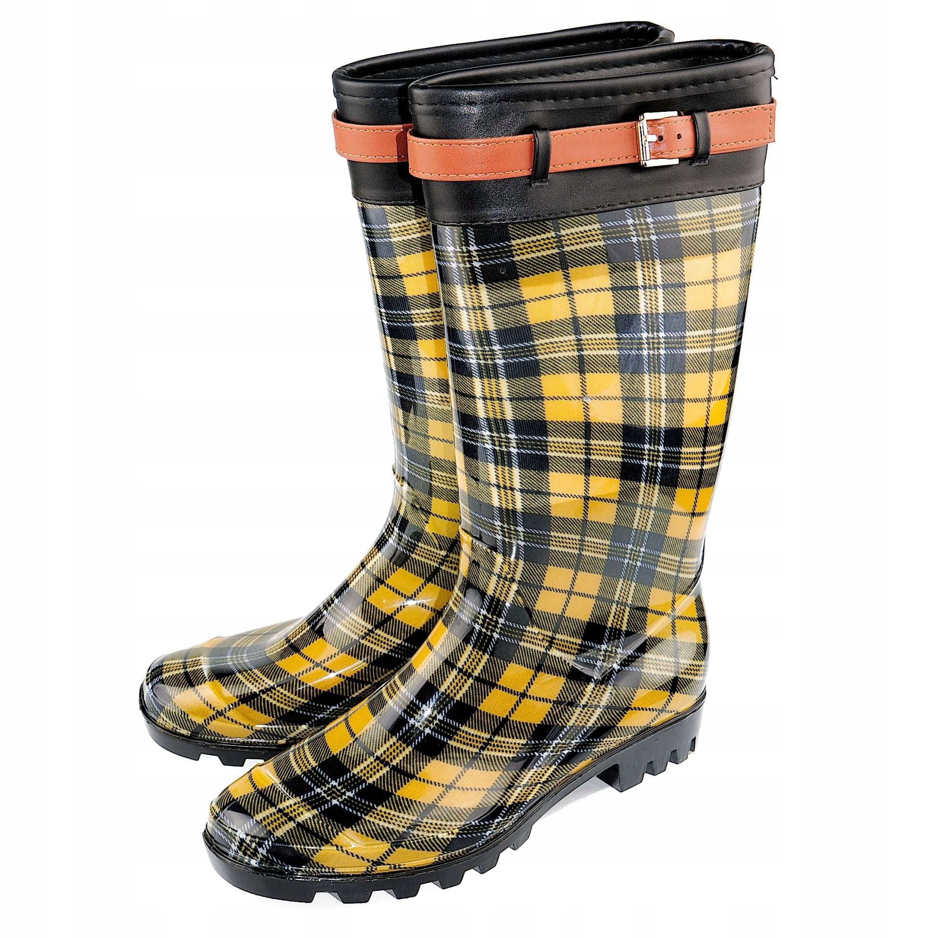 

Kalosze Damskie wysokie w kratę żółte r. 40