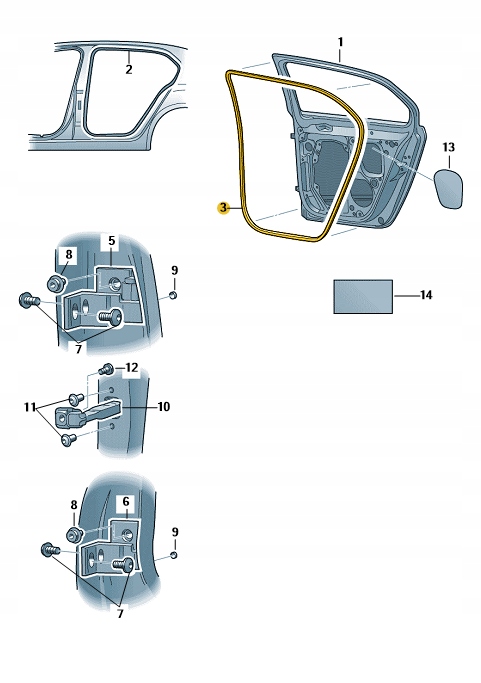 3T9839702 - УЩІЛЬНЮВАЧ ДВЕРЕЙ ПРАВИЙ ЗАДНІЙ SKODA SUPERB II COMBI
