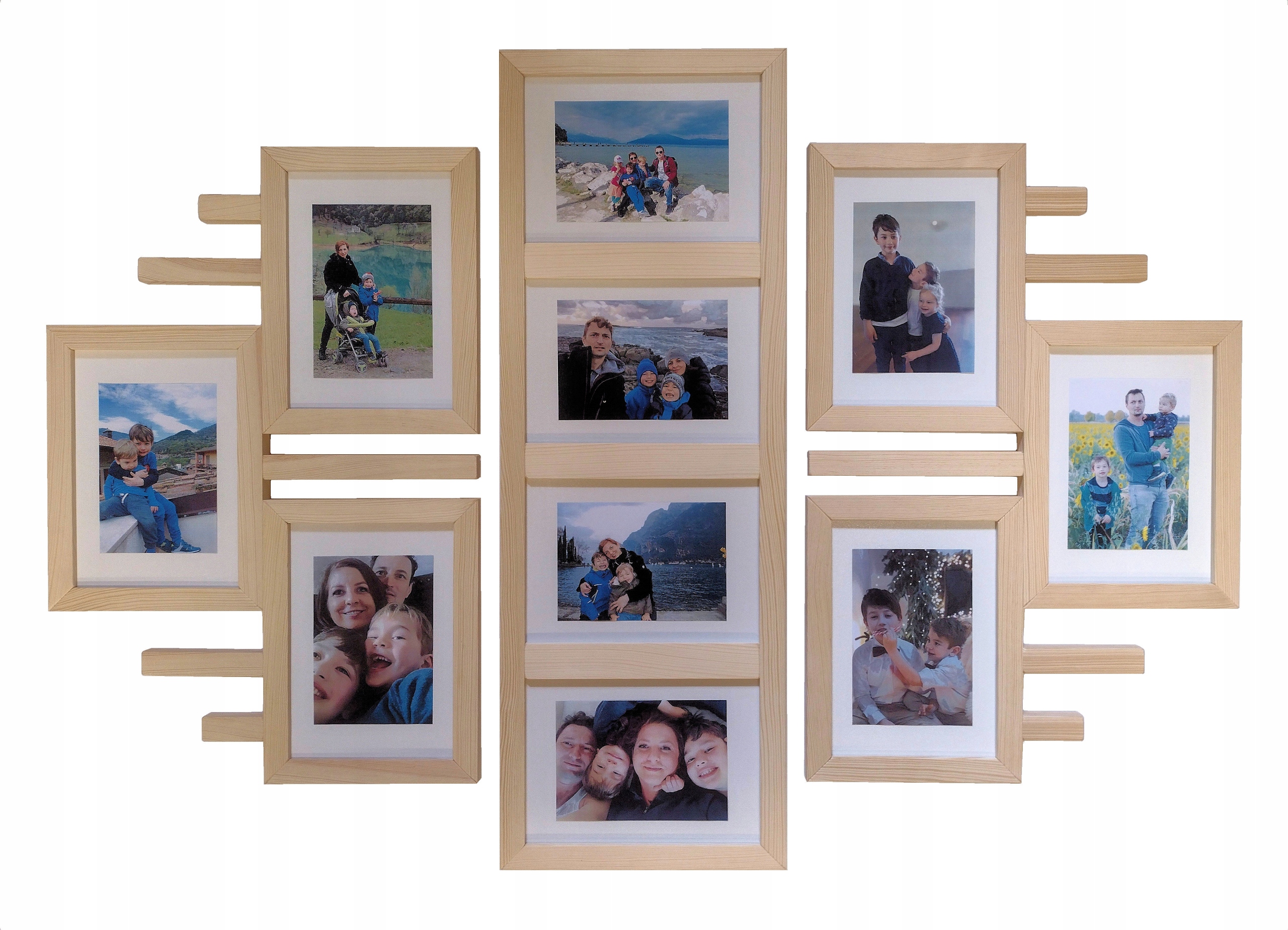 Drewniana Multirama Ramka Na 10 zdjęć 15x21 cm Galeria Ścienna PREZENT FOTO