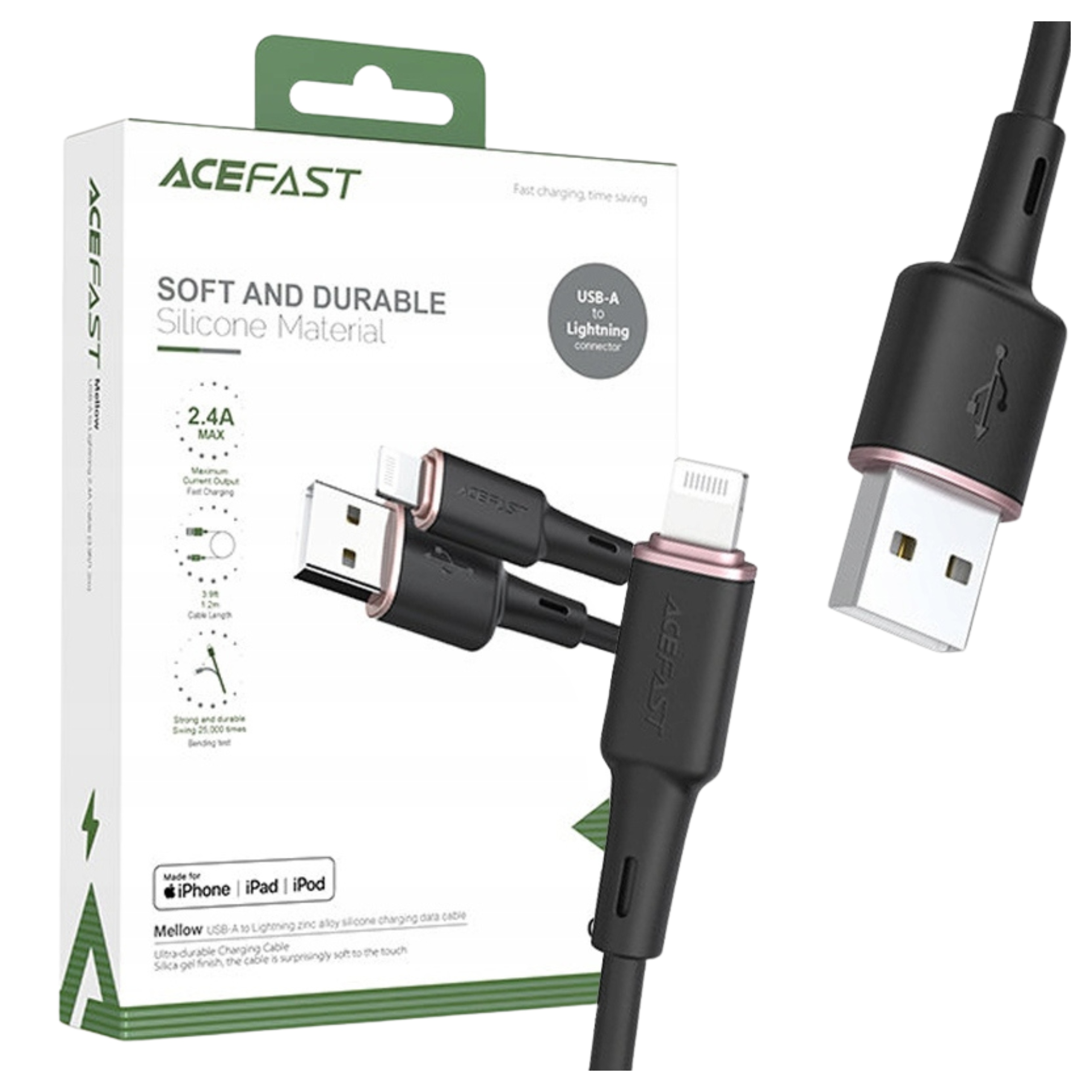 Acefast Kabel Usb C Do Do Lightning 1,2M 30W 3A Do Apple Mfi Szybkie